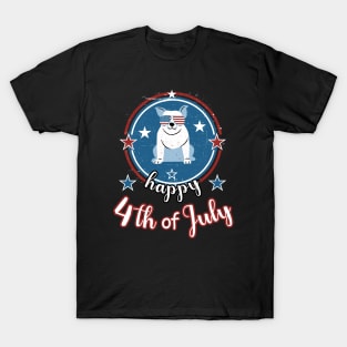 Funny Patriotic Bulldog Happy 4th of July T-Shirt